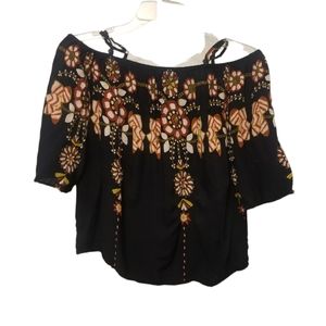 Ganji LA Cold Shoulder Off Shoulder Boho Top SZ Small